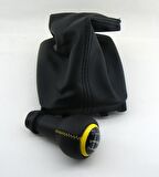 Peugeot 206 Deri Vites Topuzu & Vites Körüğü Takım (Sarı Dikişli)