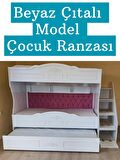 Çocuk Ranzası (Beyaz - Çıtalı Model) 