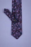 Çiçekli Mor Kravat & Mendil