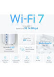 TP-Link Deco BE65(3-pack), BE9300 Mbps, 4 × 2.5 Gbps Portlar, 320 MHz Kanallar, 6 GHz Bandında Çalışır, 200 Cihaza Kadar