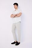 DeFacto %100 Pamuk Keten Görünümlü Yazlık Jogger Pantolon Dar Paça Beli Bağcıklı Lastikli Cepli Z6475AZ25SPGR94