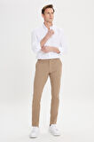 Slim Fit Dar Kesim Pamuklu Esnek Chino Pantolon