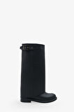 Kadın Diz Altı Kemer Tokalı günlük Çizme Sassari Siyah