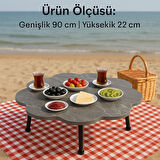 Yaprak Form Katlanabilir Yer Piknik Ve Kahvaltı Sofrası Sahil Kamp Sofrası Dekoratif Şık Modern