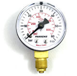 Pakkens Çap 50 0/60 Bar Kuru Tip Basınç Ölçer, Manometre, Basınç Göstergesi 1/4''