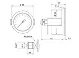 Pakkens 0-25 Bar 50 mm Panotipi Arkadan Bağlantılı Kuru Manometre G 1/8 inç