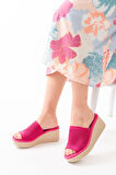 ASKA SHOES 232-460  Triko Günlük Ortopedik Dolgu Topuk Kadın Terlik