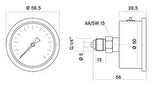 Pakkens 0-250 Bar 50 mm Arkadan Bağlantılı Gliserinli Manometre G 1/4 inç