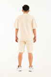 Erkek 2 li Set Cep Baskılı Oversize Comfort Rahat Kesim T-shirt  Şort Takım