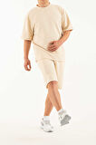 Erkek 2 li Set Cep Baskılı Oversize Comfort Rahat Kesim T-shirt  Şort Takım