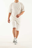 Erkek 2 li Set Cep Baskılı Oversize Comfort Rahat Kesim T-shirt  Şort Takım