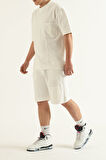 Erkek 2 li Set Cep Baskılı Oversize Comfort Rahat Kesim T-shirt  Şort Takım