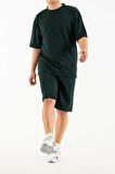 Erkek 2 li Set Cep Baskılı Oversize Comfort Rahat Kesim T-shirt  Şort Takım