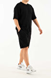Erkek 2 li Set Cep Baskılı Oversize Comfort Rahat Kesim T-shirt  Şort Takım