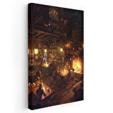 Sıcak Han - Şömine Başında Anime Kanvas Tablo