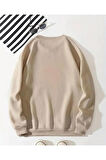 Baskılı Bisiklet Yaka İçi Polarlı Sweatshirt