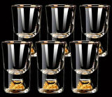 6 Adet 0,5oz/15ml Premium Kristal Shot Bardakları Altın Folyo Detaylı Zarif Likör ve Kokteyl Shot Bardakları