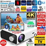 Vankyo Leisure 495W Android 4K Destekli 5G Wi-Fi + 5.1 Bluetooth LCD LED Projeksiyon Cihazi - 220 İnç Yansıtma - HiFi Dolby Ses Sistemi