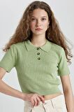 DeFacto Slim Fit Dar Kesim Polo Yaka Kısa Kollu Triko Tişört N9752AZ24SPGN744