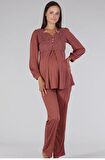 Bone Club 5306 Taba V Yaka Dantelli Lohusa Pijama Tk
