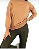 Kahverengi 
Kadın Bisiklet Yaka Sweatshirt