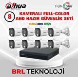 Dahua 8 Kameralı 30 Metre Renkli Gece Görüşlü Full HD Güvenlik Kamera Seti