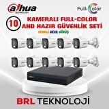 Dahua 10 Kameralı 30 Metre Renkli Gece Görüşlü Full HD Güvenlik Kamera Seti