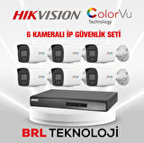 Hikvision 6 Kameralı 4 Mp ColorVu İp Güvenlik Kamera Seti DS-2CD1047G2H-LIUF (Dahili Mikrofonlu)