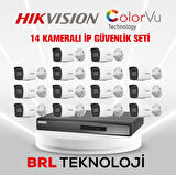 Hikvision 14 Kameralı 4 Mp ColorVu İp Güvenlik Kamera Seti DS-2CD1047G2H-LIUF (Dahili Mikrofonlu)