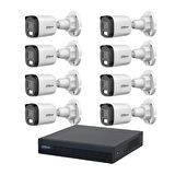 Dahua 5 MP 8 Kameralı Sesli 30 Metre Renkli Gece Görüşlü Full HD Kamera Seti