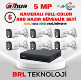 Dahua 5 MP 6 Kameralı Sesli 30 Metre Renkli Gece Görüşlü Full HD Kamera Seti