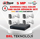Dahua 5 MP 4 Kameralı Sesli 30 Metre Renkli Gece Görüşlü Full HD Kamera Seti