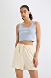 DeFactoFit NBA Los Angeles Lakers Cropped Fit Bisiklet Yaka Ribana Atlet C4914AX24SMBE571