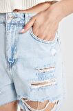 DeFacto Mom Fit Yüksek Bel Paça Ucu Kesik Jean Şort C0680AX24HSNM39