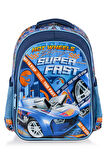 Frocx Hot Wheels Mavi Araba  Due Fast Lisanslı Erkek Çocuk İlkokul Çantası 32X40X14cm