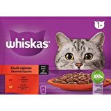 Whiskas Sığırlı ve Tavuklu Yetişkin Kedi Yaş Maması 4X85 gr (13 paket,52 Adet Tekli)
