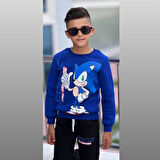 Sonic Baskılı Eşofman-Sweatshirt 2 Ip Şardonlu Erkek Çocuk Takım