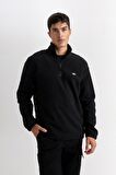 DeFacto Relax Fit Dik Yaka Fermuarlı Polar Sweatshirt D2348AX24AUBK81
