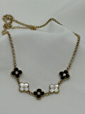 Jewels of Hope Siyah-Beyaz Yonca Kolye 316L Paslanmaz Çelik Antialerjik 45 Cm