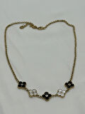Jewels of Hope Siyah-Beyaz Yonca Kolye 316L Paslanmaz Çelik Antialerjik 45 Cm