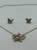 Jewels of Hope Xuping Altın Kaplama Zirkon Taşlı Kelebek Kolye & Küpe Set