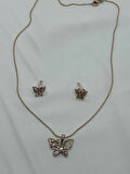 Jewels of Hope Xuping Altın Kaplama Zirkon Taşlı Kelebek Kolye & Küpe Set