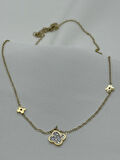 Jewels of Hope Zirkon Taşlı Altın Rengi Yonca Kolye 316l Paslanmaz Çelik Antialerjik Kolye 51 Cm