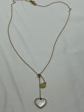 Jewels of Hope Altın Rengi Ay Taşı Kalpli Kolye 316L Paslanmaz Çelik Antialerjik 57 Cm
