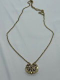 Jewels of Hope Zirkon Taşlı Açılabilir Kalp Detaylı Altın Renk Yonca Kolye 316L Paslanmaz Çelik Altın Renk Kolye 45 Cm