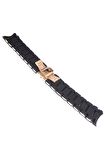 Uyumlu Emporio Armani Ar5954 23mm Siyah Silikon Kaplama Çelik Kordon