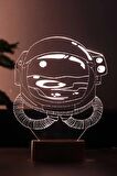 Astronot Figürlü Led Masa Lambası | 7 Işık Rengi | Ahşap Taban