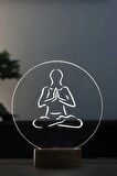 Meditasyon Figürlü Led Masa Lambası | 7 Işık Rengi | Ahşap Taban