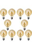 G95 Flamanlı Rustik 6w Led Ampul 10'lu Dekoratif Vintage Aydınlatma - Gün Işığı Büyük Led Tasarruflu