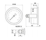 Pakkens 0-16 Bar 63 mm Arkadan Bağlantılı Panotipi Kuru Manometre G 1/4 inç